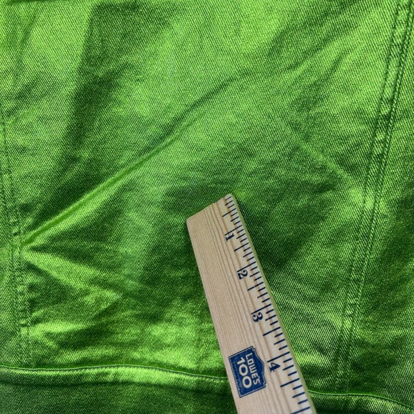 Valabasas Da Vinci Mens Metallic Denim Jacket Lime Green Neon Streetwear Size M - Picture 15 of 16